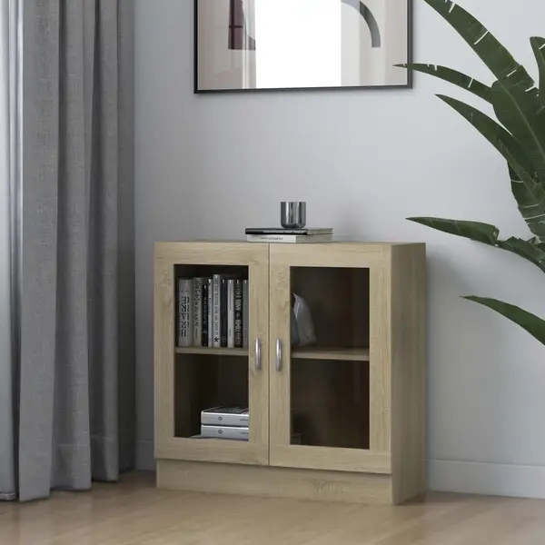 Gossi dulap cu vitrina, stejar sonoma 82,5x30,5x80 cm lemn prelucrat