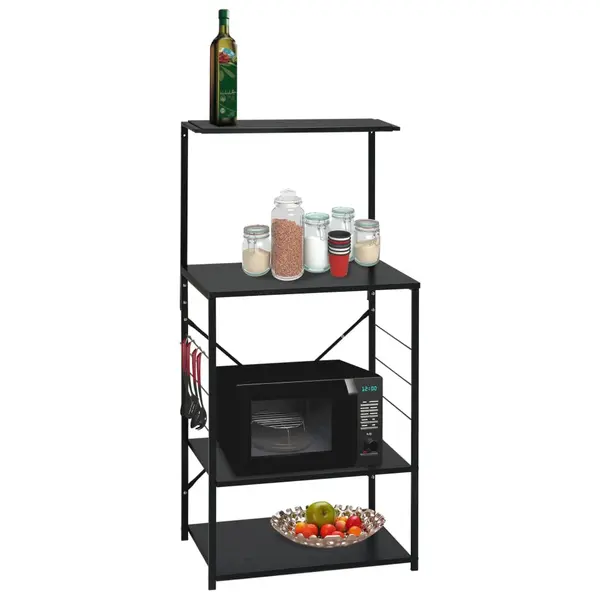 Gossi dulap cuptor microunde, negru, 60x39,6x123 cm, lemn prelucrat