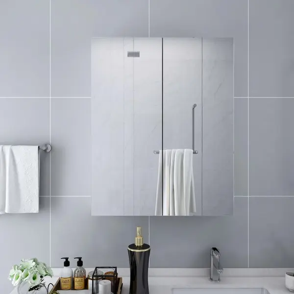 Gossi dulap de baie cu oglinda, alb, 60x15x75 cm, mdf