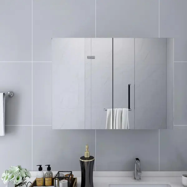 Gossi dulap de baie cu oglinda, alb, 80x15x60 cm, mdf