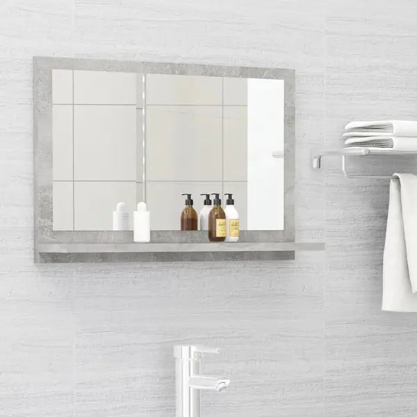 Gossi dulap de baie cu oglinda, gri beton, 60 x 10,5 x 37 cm, pal