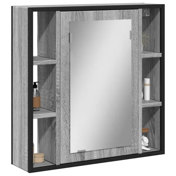 Gossi dulap de baie cu oglinda gri sonoma 60x16x60 cm lemn compozit