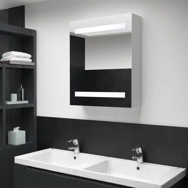 Gossi dulap de baie cu oglinda si led-uri, 50x13,5x60 cm
