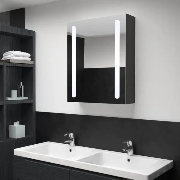 Gossi dulap de baie cu oglinda si led-uri, 50x13x70 cm