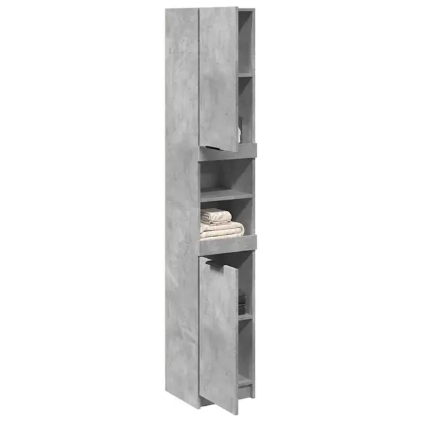 Gossi dulap de baie, gri beton, 32x34x188,5 cm, lemn compozit