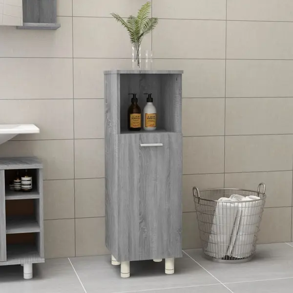 Gossi dulap de baie, gri sonoma, 30x30x95 cm, lemn prelucrat