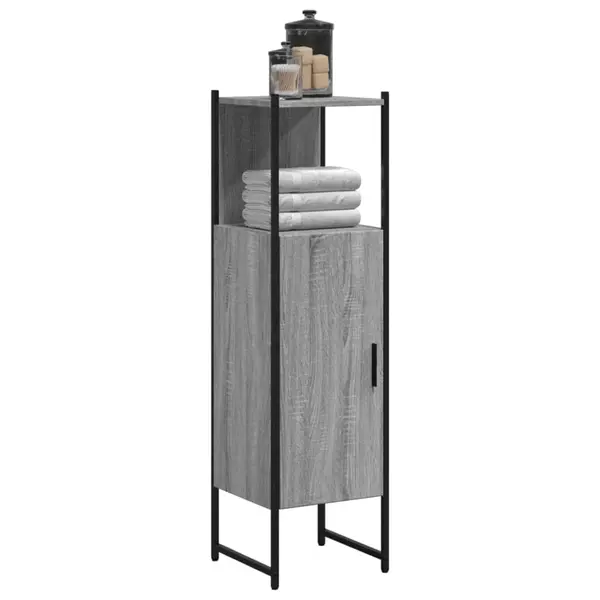 Gossi dulap de baie, gri sonoma, 33x33x120,5 cm, lemn prelucrat