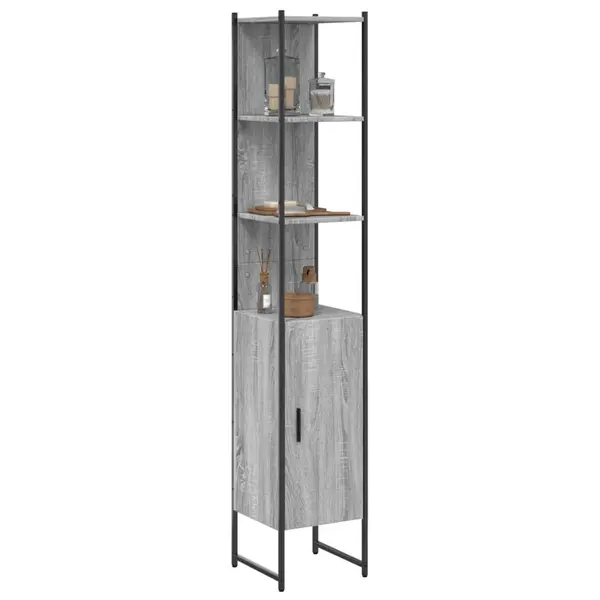 Gossi dulap de baie, gri sonoma, 33x33x185,5 cm, lemn prelucrat