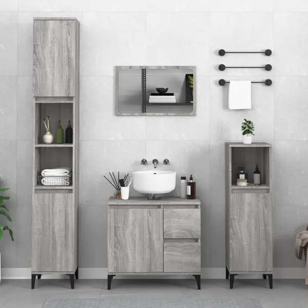 Gossi dulap de baie, gri sonoma, 65x33x60 cm, lemn prelucrat