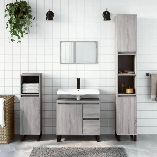 Gossi dulap de baie, gri sonoma, 65x33x60 cm, lemn prelucrat