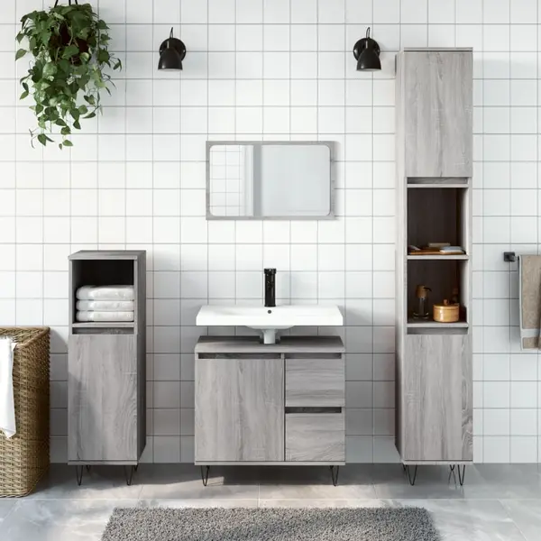 Gossi dulap de baie, gri sonoma, 65x33x60 cm, lemn prelucrat