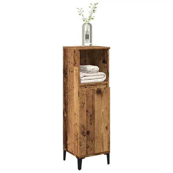 Gossi dulap de baie, lemn vechi, 30x30x100 cm, lemn prelucrat
