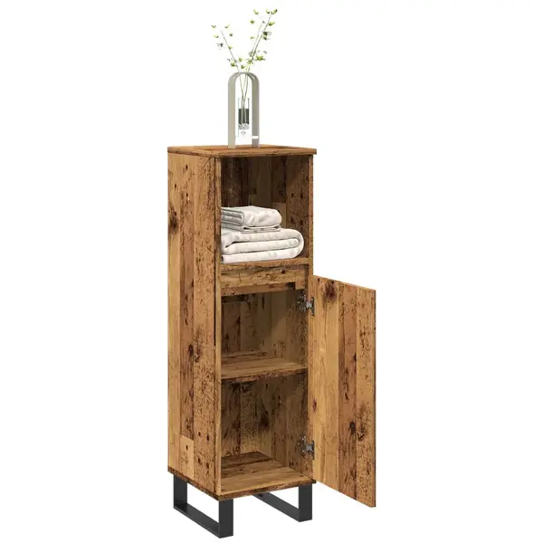 Gossi dulap de baie, lemn vechi, 30x30x100 cm, lemn prelucrat