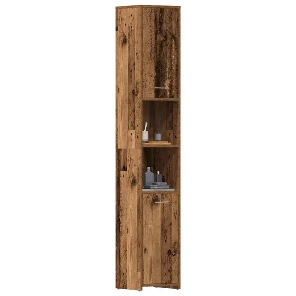 Gossi dulap de baie, lemn vechi, 30x30x183,5 cm, pal