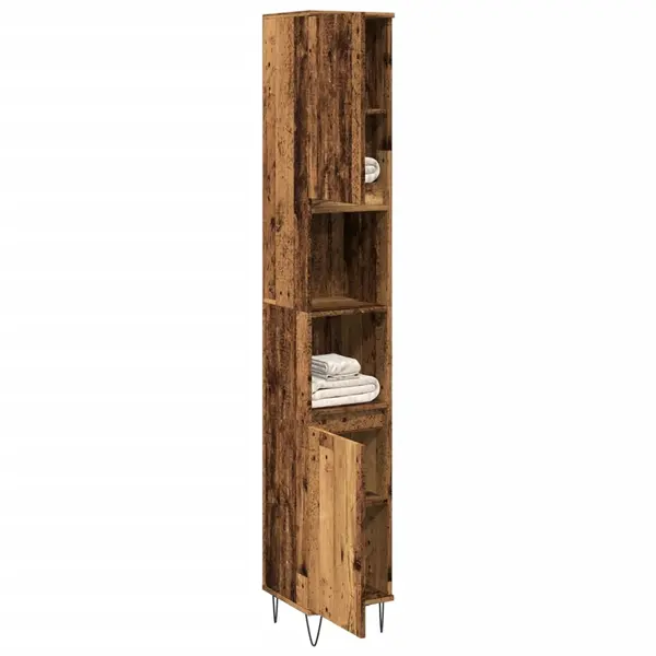 Gossi dulap de baie, lemn vechi, 30x30x190 cm, lemn prelucrat