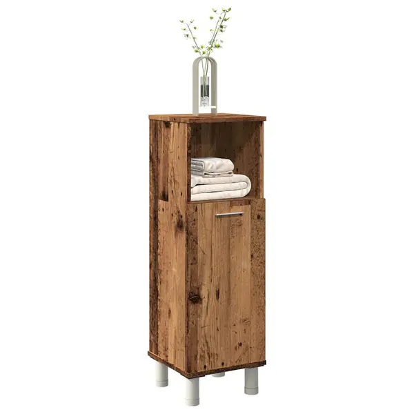 Gossi dulap de baie, lemn vechi, 30x30x95 cm, pal