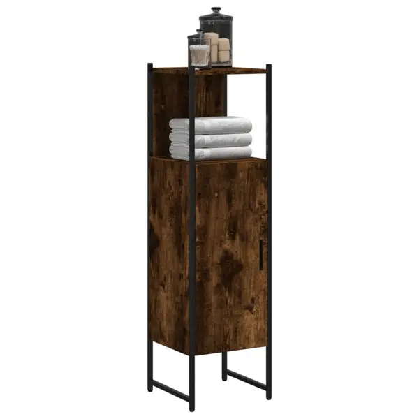 Gossi dulap de baie, stejar afumat, 33x33x120,5 cm, lemn prelucrat