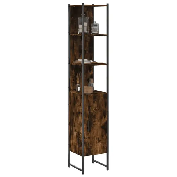 Gossi dulap de baie, stejar afumat, 33x33x185,5 cm, lemn prelucrat