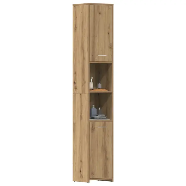 Gossi dulap de baie, stejar artizanal, 30x30x183,5 cm, pal