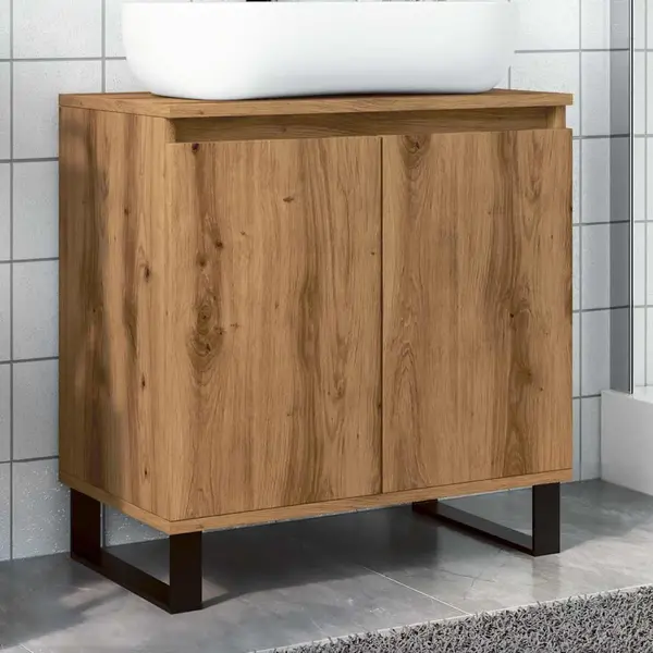 Gossi dulap de baie, stejar artizanal, 58x33x60 cm, lemn prelucrat