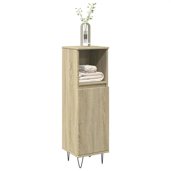 Gossi dulap de baie, stejar sonoma, 30x30x100 cm, lemn prelucrat