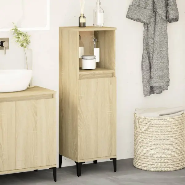 Gossi dulap de baie, stejar sonoma, 30x30x100 cm, lemn prelucrat