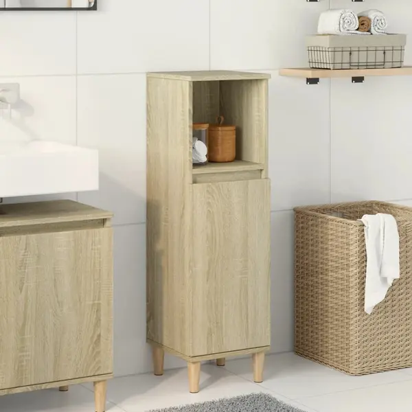 Gossi dulap de baie, stejar sonoma, 30x30x100 cm, lemn prelucrat