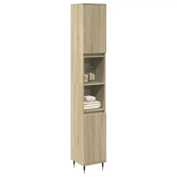 Gossi dulap de baie, stejar sonoma, 30x30x190 cm, lemn prelucrat