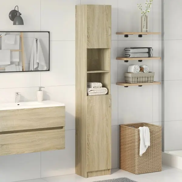 Gossi dulap de baie, stejar sonoma, 32x25,5x190 cm, pal