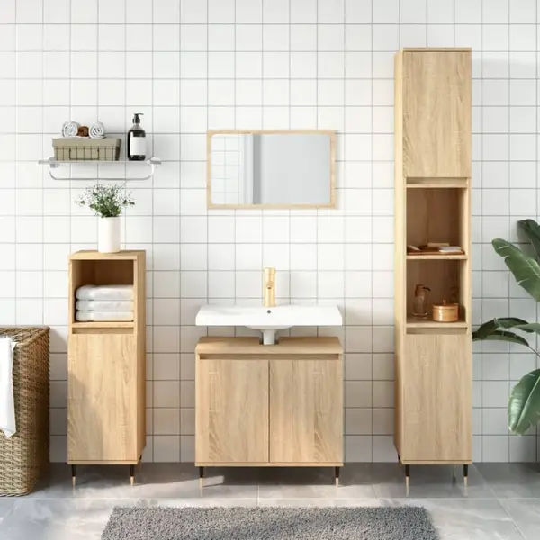 Gossi dulap de baie, stejar sonoma, 58x33x60 cm, lemn prelucrat