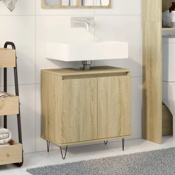 Gossi dulap de baie, stejar sonoma, 58x33x60 cm, lemn prelucrat
