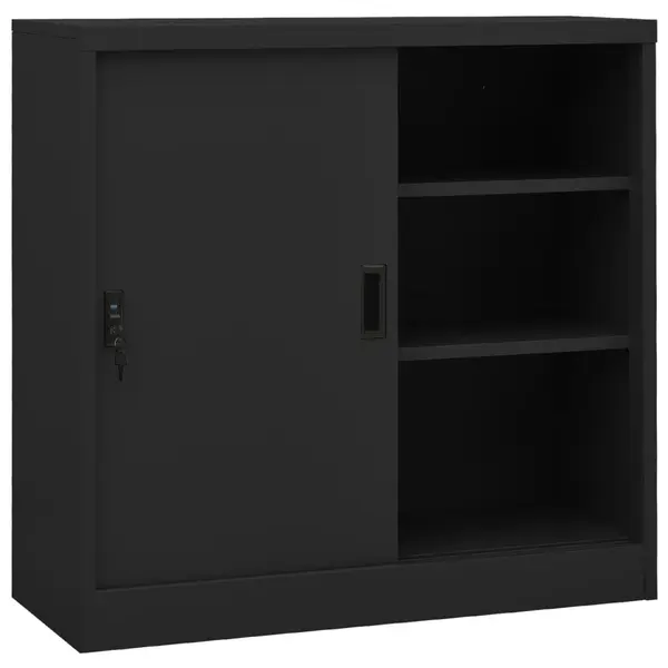 Gossi dulap de birou cu usa glisanta, antracit, 90x40x90 cm, otel