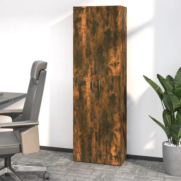 Gossi dulap de birou stejar fumuriu 60x32x190 cm lemn prelucrat