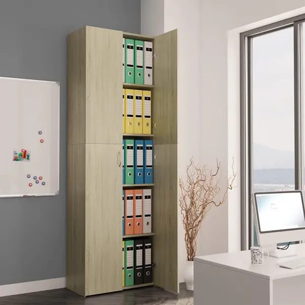 Gossi dulap de birou, stejar sonoma, 60x32x190 cm, lemn prelucrat