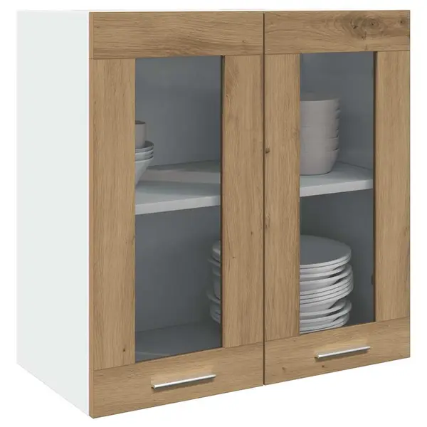 Gossi dulap de bucatarie cu usa din sticla stejar artisan 60x31x60 cm