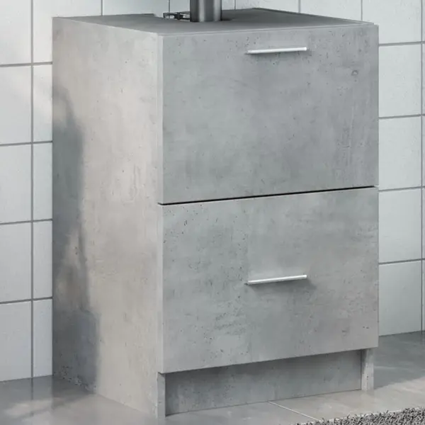 Gossi dulap de chiuveta, gri beton, 40x37x59 cm, lemn prelucrat