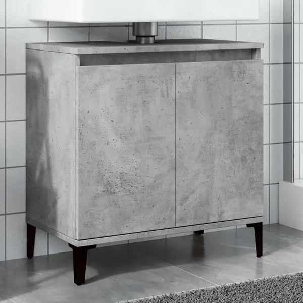 Gossi dulap de chiuveta, gri beton, 58x33x60 cm, lemn prelucrat