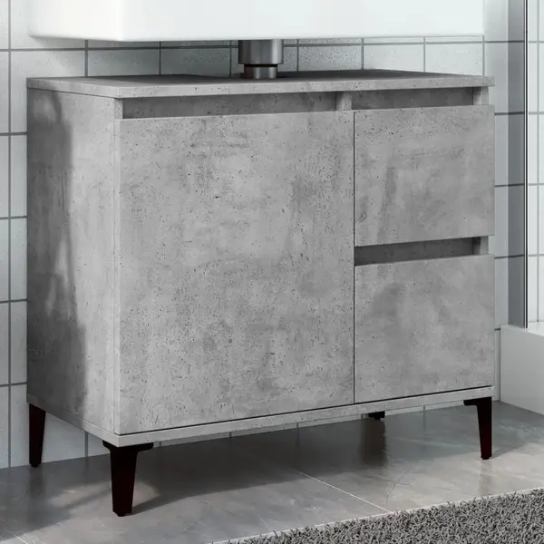 Gossi dulap de chiuveta, gri beton, 65x33x60 cm, lemn prelucrat