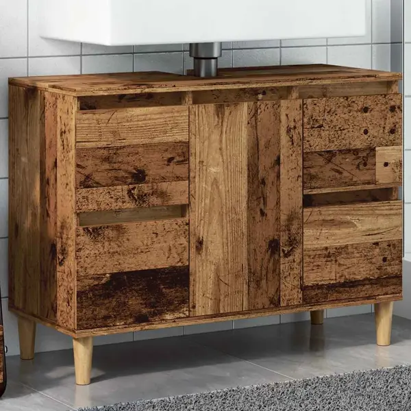 Gossi dulap de chiuveta, lemn vechi, 80x33x60 cm, lemn prelucrat