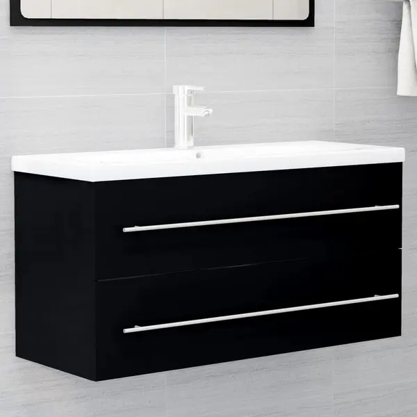 Gossi dulap de chiuveta, negru, 100x38,5x48 cm, lemn prelucrat