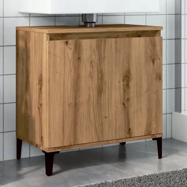 Gossi dulap de chiuveta, stejar artizanal, 58x33x60 cm lemn prelucrat