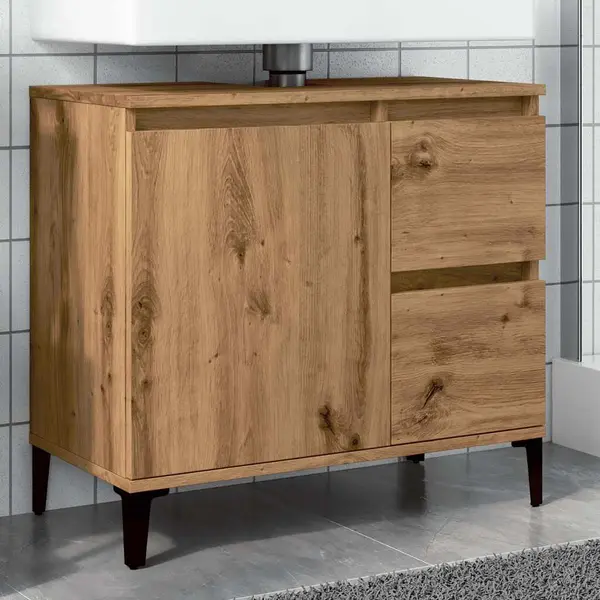 Gossi dulap de chiuveta, stejar artizanal, 65x33x60 cm lemn prelucrat