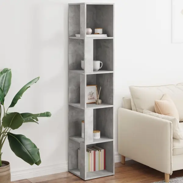Gossi dulap de colt, gri beton, 33x33x164,5 cm, pal