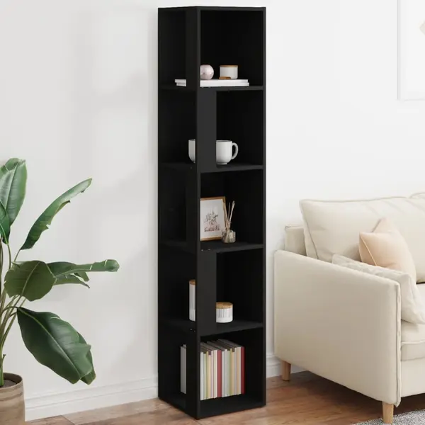 Gossi dulap de colt, negru, 33x33x164,5 cm, pal
