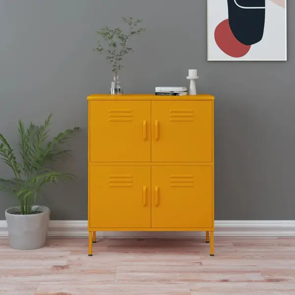 Gossi dulap de depozitare, galben mustar, 80x35x101,5 cm, otel