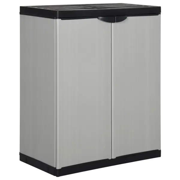 Gossi dulap de depozitare gradina, cu 1 raft, gri/negru, 68x40x85 cm