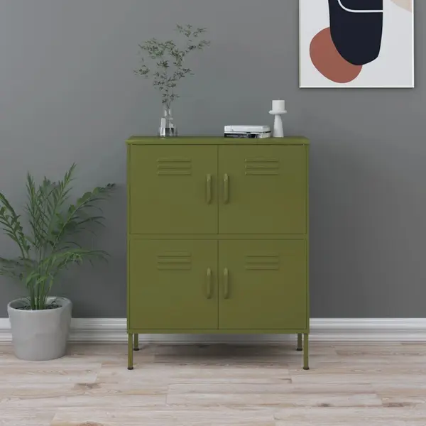 Gossi dulap de depozitare, verde masliniu, 80x35x101,5 cm, otel