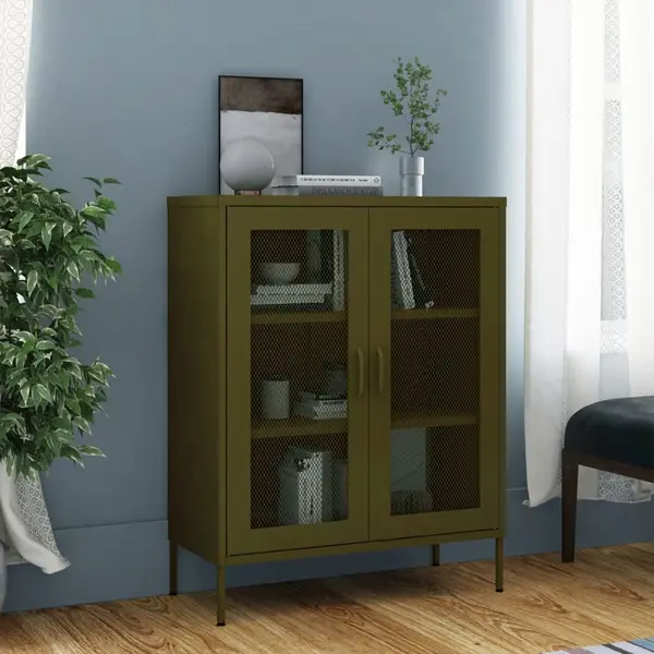 Gossi dulap de depozitare, verde masliniu, 80x35x101,5 cm, otel