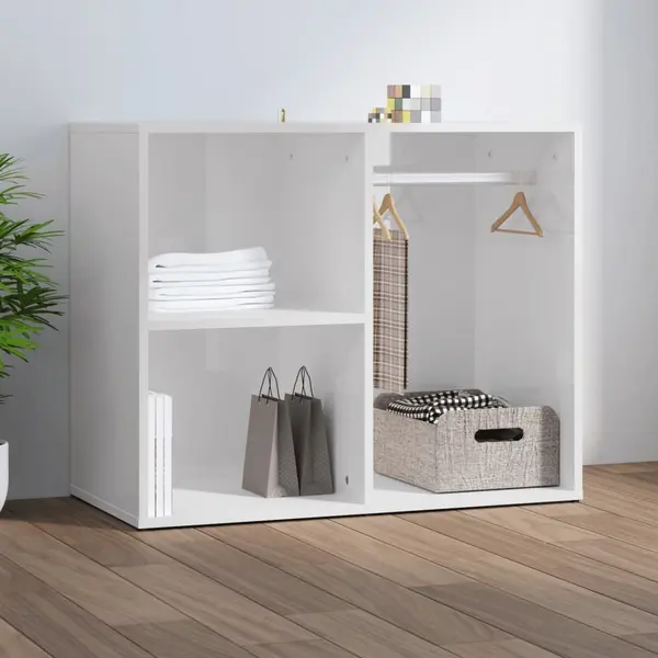 Gossi dulap de dressing, alb extralucios, 80x40x65 cm, lemn compozit
