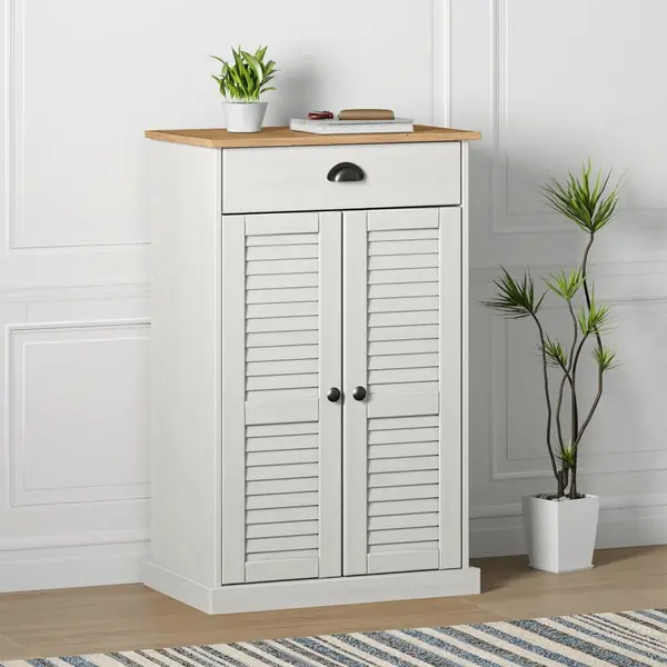 Gossi dulap de pantofi vigo, alb, 60x35x96 cm, lemn masiv de pin
